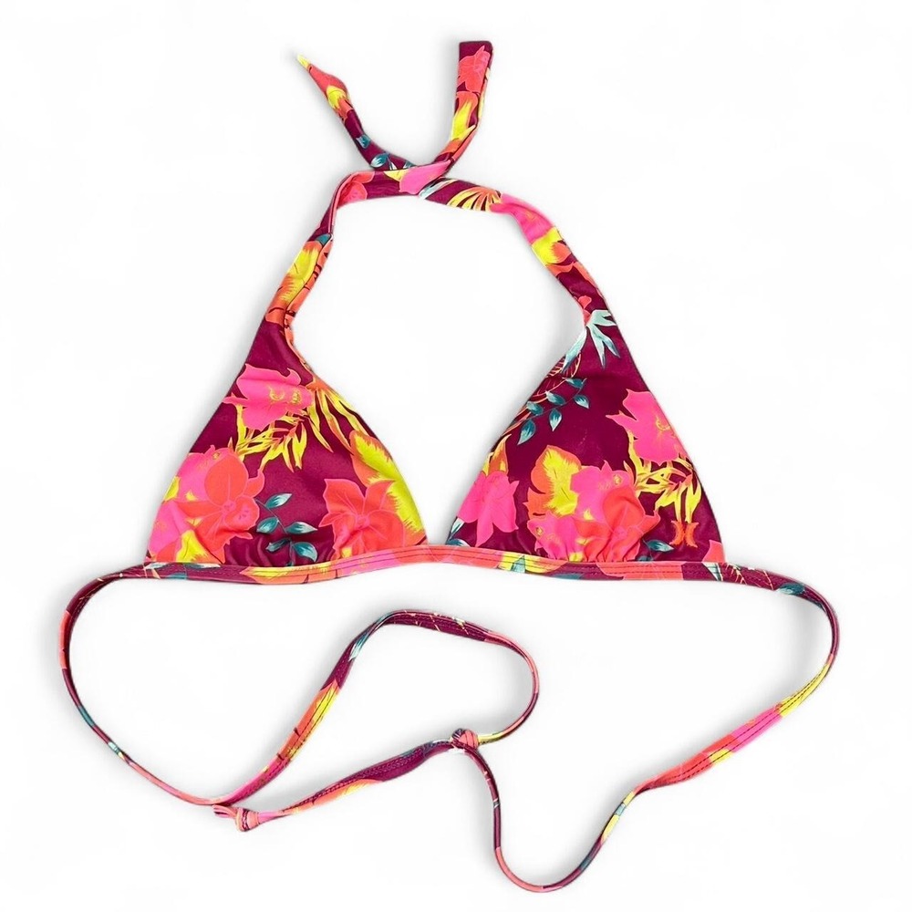 Multicolored reversible floral bikini top